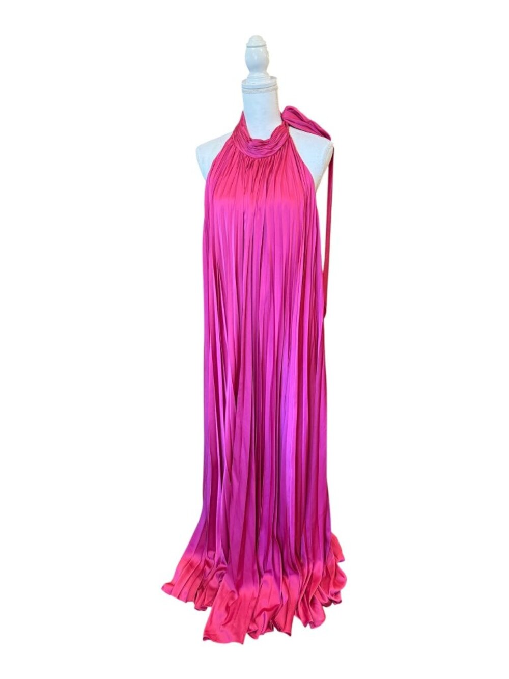 Ieena For Mac Duggal Pink Halter-Neck Pleated Gown Size 8 NWT